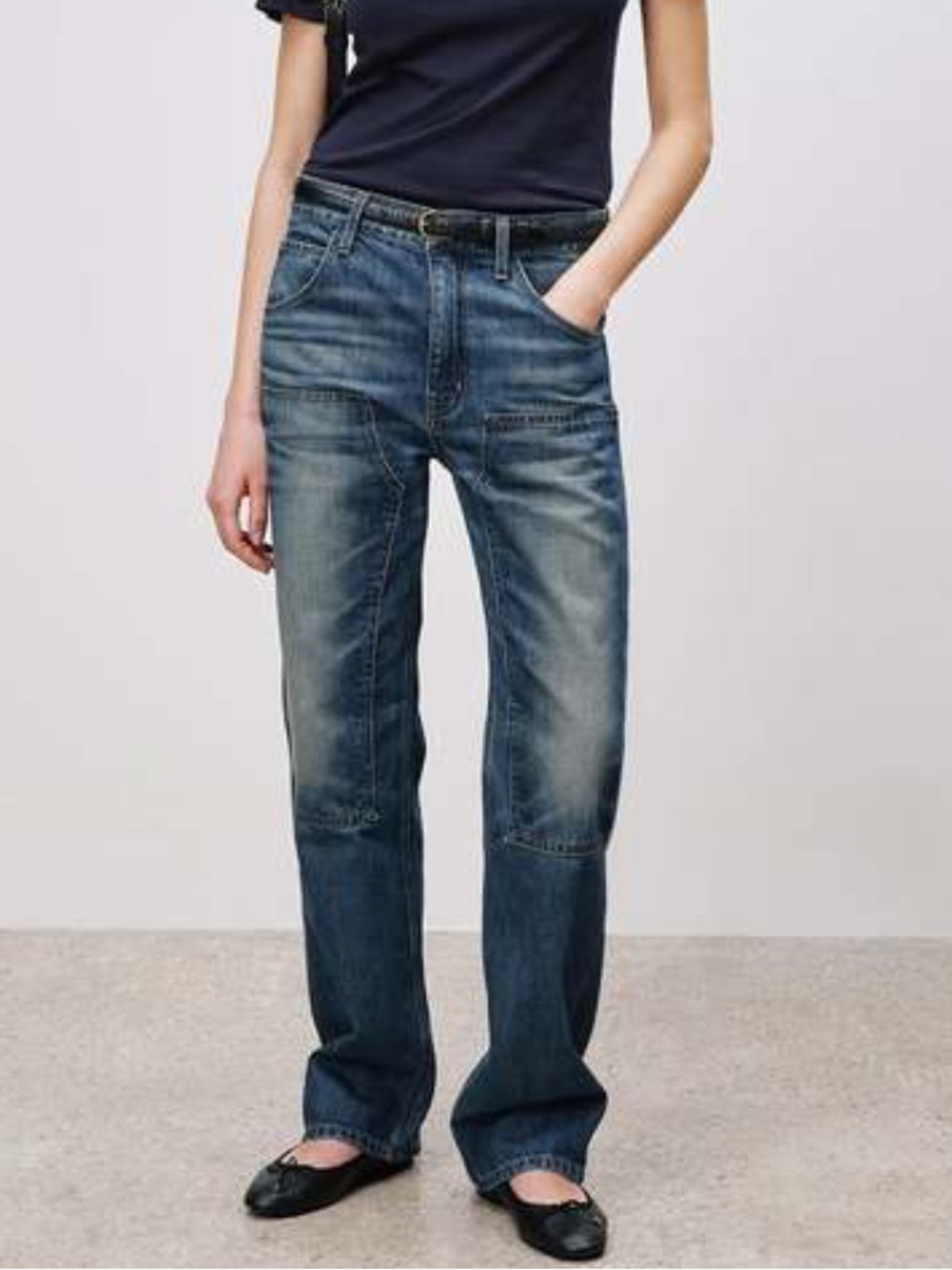 Nili Lotan Welder Jeans Straight Leg Cotton Blue Size 32